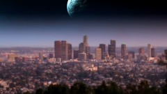 Night abstract Los Angeles planets cityscapes skylines