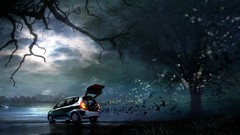 Night advertisement Honda vehicles bats artwork fantasy art 