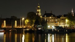 Night Amsterdam reflections holland cityscapes
