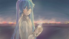 Night Anime anime girls hatsune miku vocaloid seifuku twintails