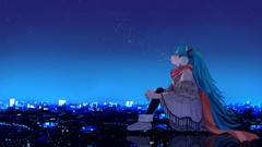 Night anime girls hatsune miku vocaloid