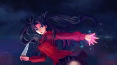 Night Anime Knives Ribbons anime girls blue eyes fate stay 