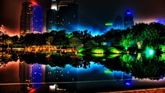 Night architecture multicolor cities cityscapes