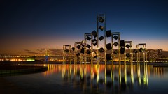 Night architecture reflections cityscapes