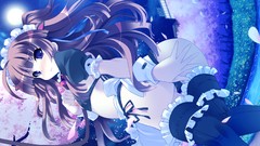 Night ass brown blush anime girls blue eyes maids flower petals 