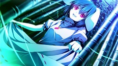 Night bamboo dress red eyes anime girls short hair white dress 