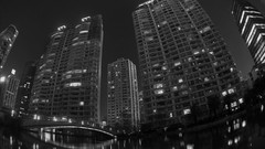 Night black and white Beaches cityscapes