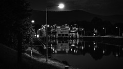 Night black and white germany reflections cityscapes