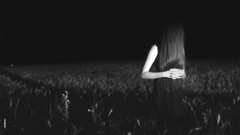 Night black and white woman