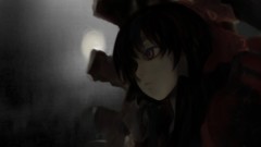 Night black dark moon faces bows long hair anime girls brown 