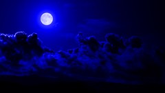 Night blue clouds moon glow skyscapes