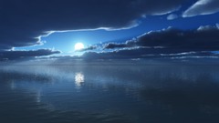 Night blue clouds moon lakes skyscapes