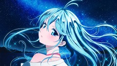 Night blue hair anime girls blue eyes touwa erio denpa onna to 