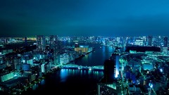 Night blue lights Japan Tokyo Bridges cities rivers cityscapes 