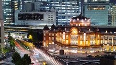 Night buildings urban cityscapes Tokyo Station