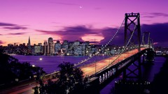 Night California San Francisco bay bridge cityscapes Oakland Bay