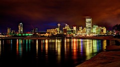Night Canada alberta reflections cityscapes calgary city skyline