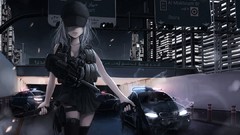 Night cap weapons Guns police cars hats armor Knives white hair 