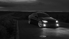 Night cars BMW grayscale