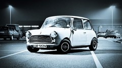 Night cars mini parking classic cars