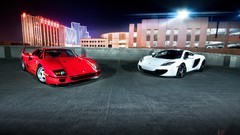 Night cars Roof cities ferrari f40 mclaren mp4-12c