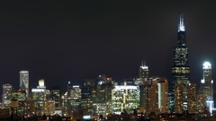 Night Chicago urban skyline