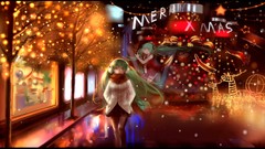 Night Christmas dress long hair green eyes pantyhose hatsune 