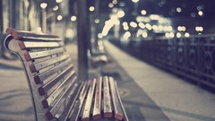 Night city park bench deserts