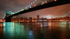 Night cityscapes brooklyn bridge new york city
