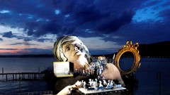 Night clouds buildings festival artwork