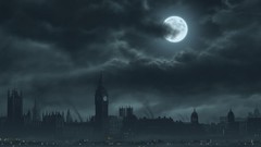 Night clouds dark moon London Big Ben cities cityscapes artwork 
