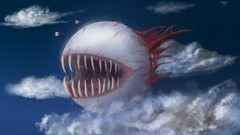 Night clouds eyes teeth terraria skies artwork video games 