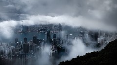 Night clouds Hong Kong buildings urban cityscapes