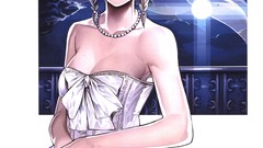 Night clouds moon dress Jewelry white hair earrings bows veil 