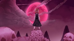 Night clouds pink moon dress bows skulls outdoors blondes pink 