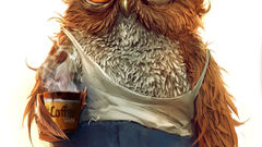 Night coffee Owls realistic