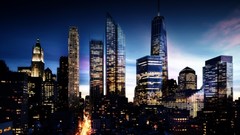 Night dark City Lights architecture multicolor street lights 