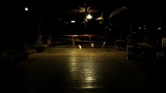 Night dark light Boats dock