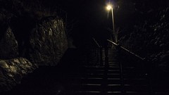 Night dark light edinburgh stairways post lamp Calton Hill