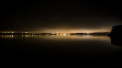 Night dark lights switzerland lakes reflections cities
