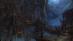 Night dark moon buildings scenic