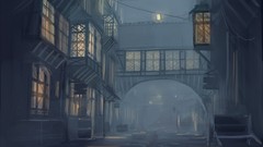 Night dark windows buildings outdoors scenic towns