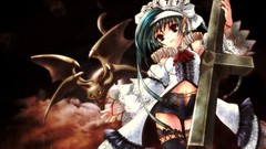 Night dark woman Anime bat red eyes