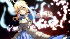 Night dress armor saber blondes anime girls green eyes fate 