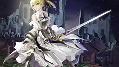 Night Excalibur dress armor blondes green eyes fate stay night 