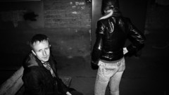 Night fire Friends monochrome