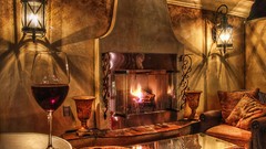 Night fire glass lights House couch living room cushion 