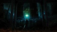 Night fire moon Katana pilot walk zombies cities under gas 