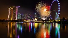 Night fireworks cities skies