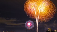 Night fireworks hanabi cityscapes